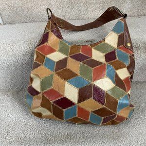Patchwork nap closure hobo bag